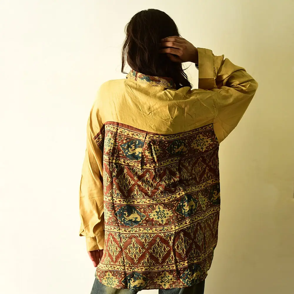 buy Ajrakh Over Size Modal Silk Shirt
