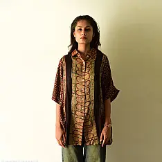 Itr . इत्र | Ajrakh Free Size Silk Shirt | Red