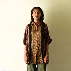 Itr . इत्र | Ajrakh Free Size Silk Shirt | Red