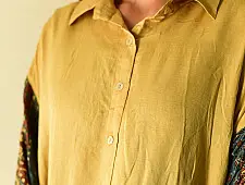 Itr . इत्र | Designer Silk Shirt - Natural Colour Ajrakh Print