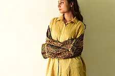 Itr . इत्र | Designer Silk Shirt - Natural Colour Ajrakh Print