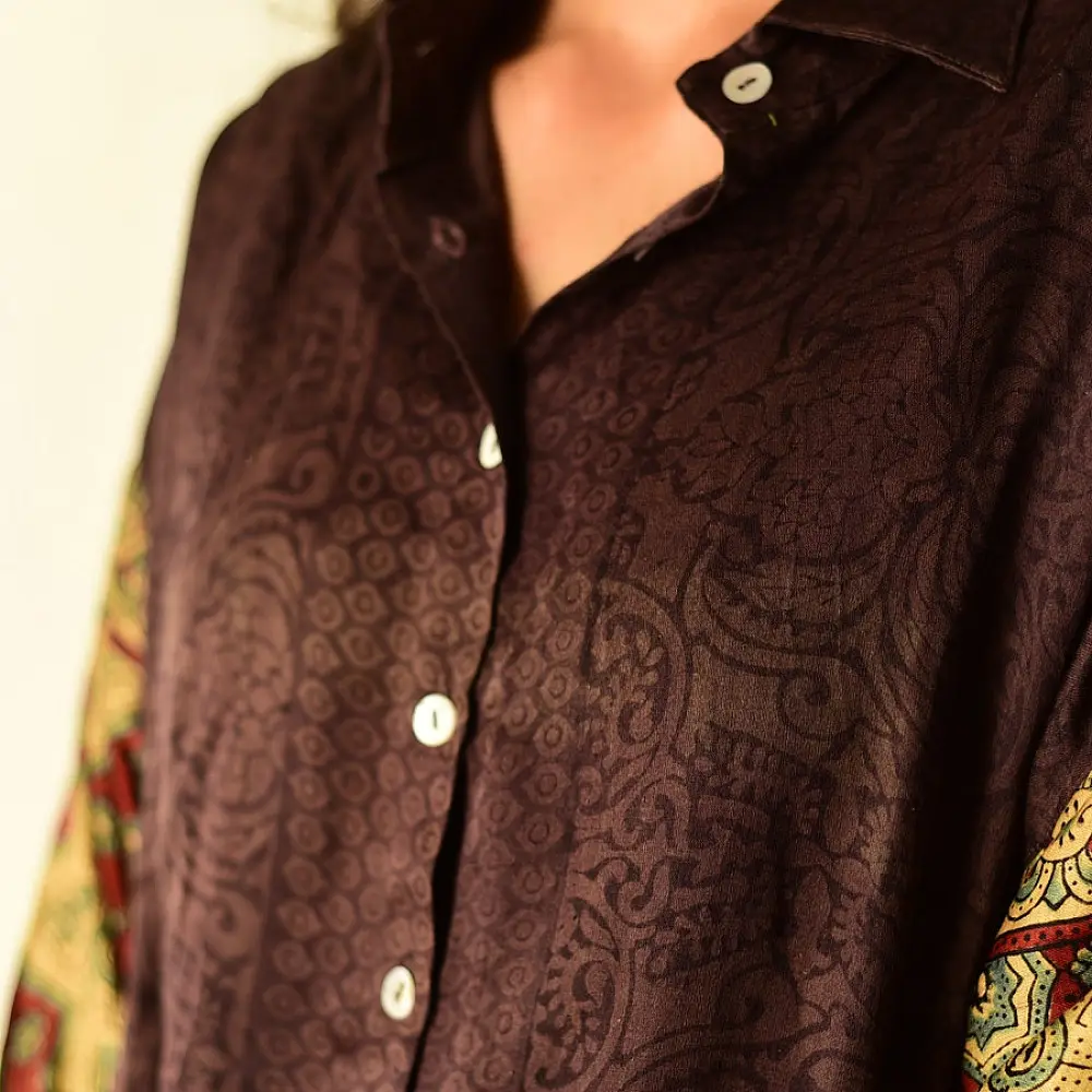buy Modal Silk Unisex Shirt - Ajrakh Printed