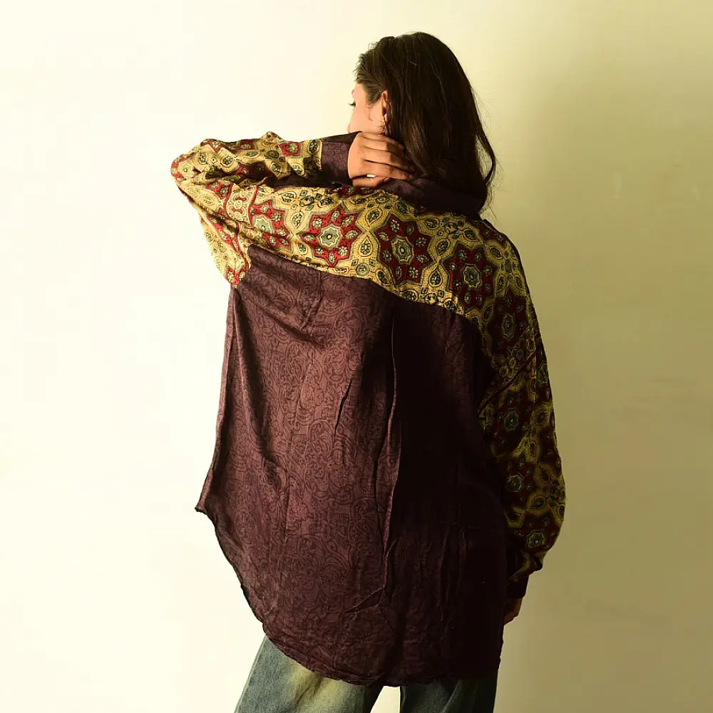 buy Modal Silk Unisex Shirt - Ajrakh Printed