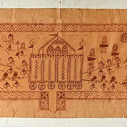 Muria Painting | Bhitti Chitra ~ Goncha festival ( 14" x 26" )