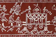 Muria Painting | Bhitti Chitra ~ Ghotul Natrya ( 9" x 32" )