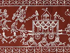 Muria Painting | Bhitti Chitra ~ Ghotul Natrya ( 9" x 32" )