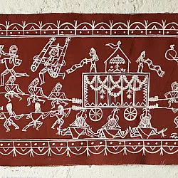Muria Painting | Bhitti Chitra ~ Ghotul Natrya ( 9" x 32" )