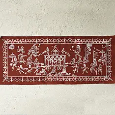 Muria Painting | Bhitti Chitra ~ Ghotul Natrya ( 9" x 32" )