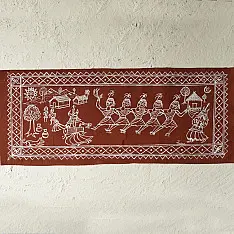 Muria Painting | Bhitti Chitra ~ Mandar Dance ( 9" x 22" )