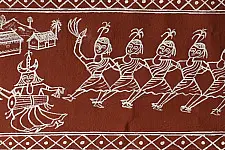 Muria Painting | Bhitti Chitra ~ Mandar Dance ( 9" x 22" )