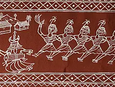 Muria Painting | Bhitti Chitra ~ Mandar Dance ( 9" x 22" )