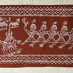 Muria Painting | Bhitti Chitra ~ Mandar Dance ( 9" x 22" )