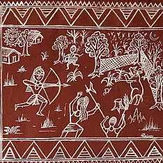 Muria Painting | Bhitti Chitra ~ Shikar ( 11" x 17" )