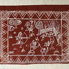 Muria Painting | Bhitti Chitra ~ Shikar ( 11" x 17" )