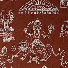 Muria Painting | Bhitti Chitra ~ Danteshwari Jatra ( 23" x 23" )