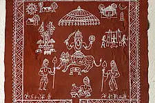 Muria Painting | Bhitti Chitra ~ Danteshwari Jatra ( 23" x 23" )