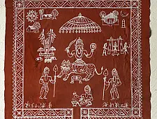 Muria Painting | Bhitti Chitra ~ Danteshwari Jatra ( 23" x 23" )