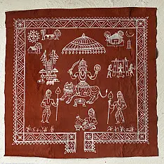 Muria Painting | Bhitti Chitra ~ Danteshwari Jatra ( 23" x 23" )