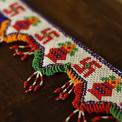 Shubh-Laabh | Glass Bead Door Toran - Swastik kalash