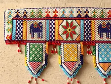 Shubh-Labh . शुभ लाभ | Glass Bead - Toran ( 36" x 8")