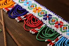 शुभ लाभ ⁂ Bead  Temple Toran ⁂ 23" x 2.8"
