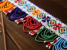 Shubh-Laabh . शुभ लाभ | Handmade Bead Door Toran - Flower Motif