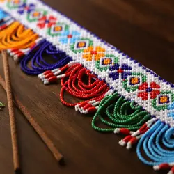 Shubh-Laabh . शुभ लाभ | Handmade Bead Door Toran - Flower Motif