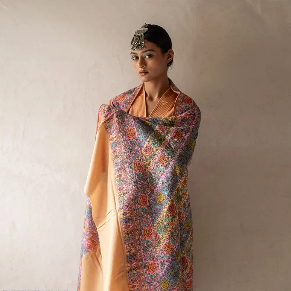 shop Pure Pashmina Kani Embroidered Shawl