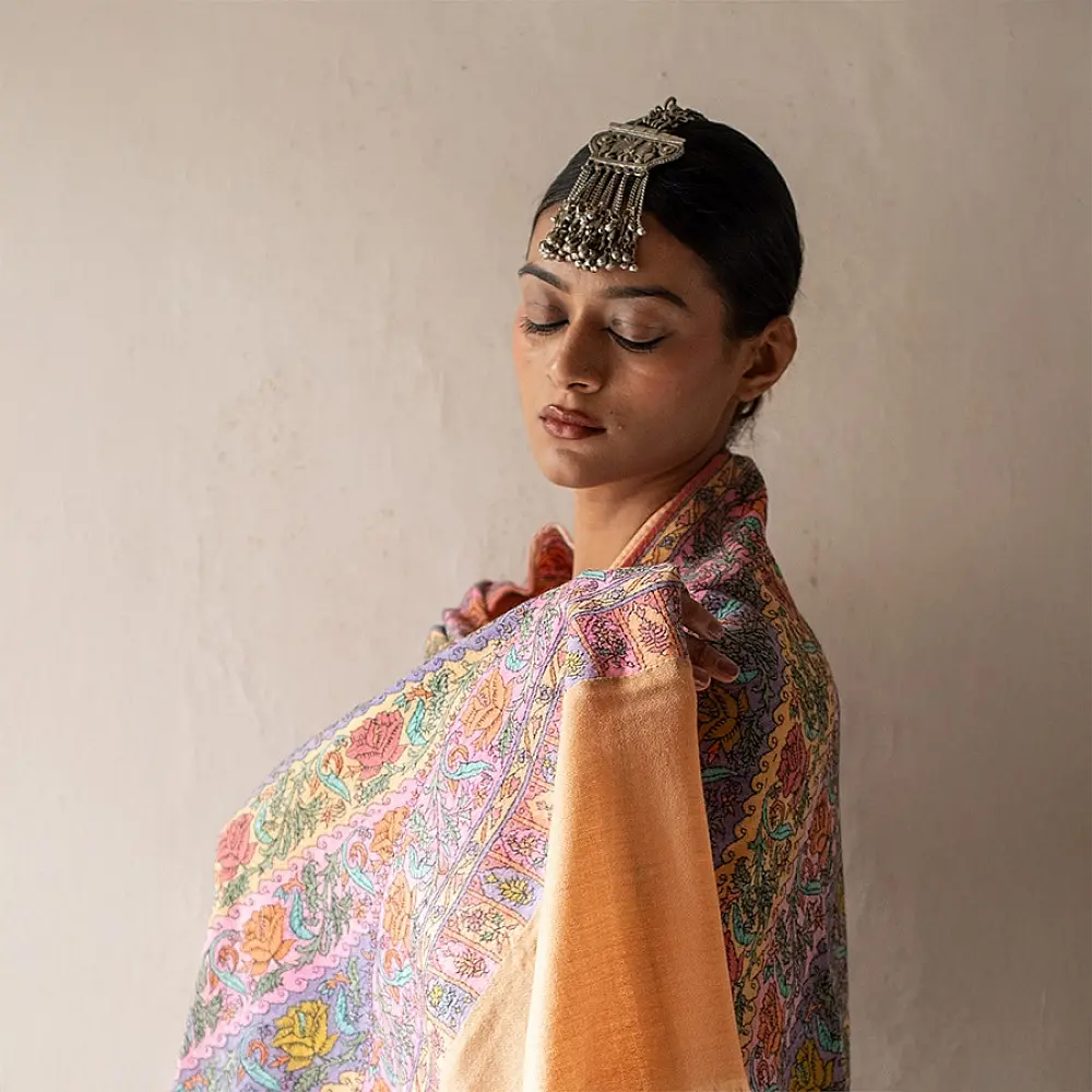 shop Pure Pashmina Kani Embroidered Shawl