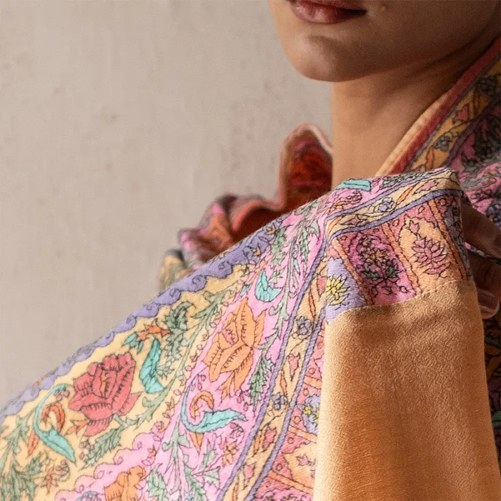 shop Pure Pashmina Kani Embroidered Shawl