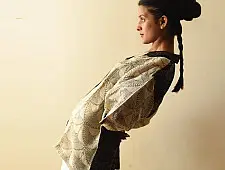 Linen Ajrakh Printed Black & White Shirt - Natural Dyed