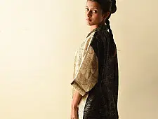 Linen Ajrakh Printed Black & White Shirt - Natural Dyed