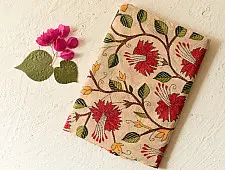 Pushparam . पुष्पारम | Kantha Tussar Silk Dupatta ~ Hibiscus Flowers Embroidered