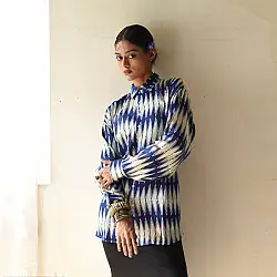 Itr . इत्र | Indigo Modal Silk Shirt - Neeli Katli| Unisex