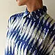 cream and indigo ajrakh cotton shirt vertical sawtooth wave triangle block print hand block printed relaxed fit artisanal shirt men women unisex sustainable fashion