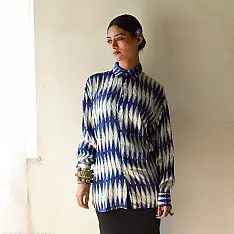 Itr . इत्र | Indigo Modal Silk Shirt - Neeli Katli| Unisex