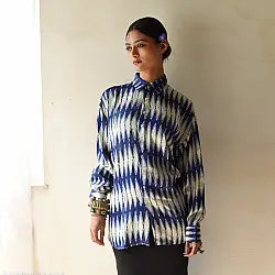 Itr . इत्र | Indigo Modal Silk Shirt - Neeli Katli| Unisex
