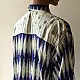 cream and indigo ajrakh cotton shirt vertical sawtooth wave triangle block print hand block printed relaxed fit artisanal shirt men women unisex sustainable fashion
