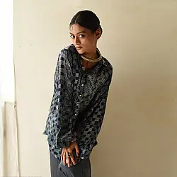 Itr . इत्र |Indigo Modal Silk Shirt - Tecno | Unisex