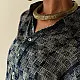 deep indigo blue and gray ajrakh cotton shirt checkered square block print hand block printed relaxed fit artisanal shirt men women unisex sustainable fashion