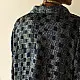 deep indigo blue and gray ajrakh cotton shirt checkered square block print hand block printed relaxed fit artisanal shirt men women unisex sustainable fashion