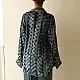 deep indigo blue and gray ajrakh cotton shirt checkered square block print hand block printed relaxed fit artisanal shirt men women unisex sustainable fashion