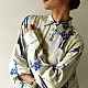 cream and indigo ajrakh cotton shirt bold deer animal motif block print hand block printed relaxed fit figurative shirt men women unisex sustainable fashion