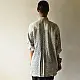 cream and indigo ajrakh cotton shirt geometric maze jaal block print hand block printed relaxed fit artisanal shirt men women unisex sustainable fashion
