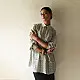cream and indigo ajrakh cotton shirt geometric maze jaal block print hand block printed relaxed fit artisanal shirt men women unisex sustainable fashion