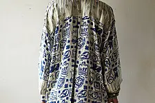Itr . इत्र | Indigo Modal Silk Shirt - Scribble | Unisex 
