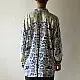 cream and indigo ajrakh cotton shirt eclectic pictogram graphic block print hand block printed relaxed fit shirt men women unisex sustainable fashion