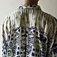 cream and indigo ajrakh cotton shirt eclectic pictogram graphic block print hand block printed relaxed fit shirt men women unisex sustainable fashion
