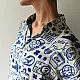 cream and indigo ajrakh cotton shirt eclectic pictogram graphic block print hand block printed relaxed fit shirt men women unisex sustainable fashion
