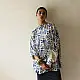 cream and indigo ajrakh cotton shirt eclectic pictogram graphic block print hand block printed relaxed fit shirt men women unisex sustainable fashion